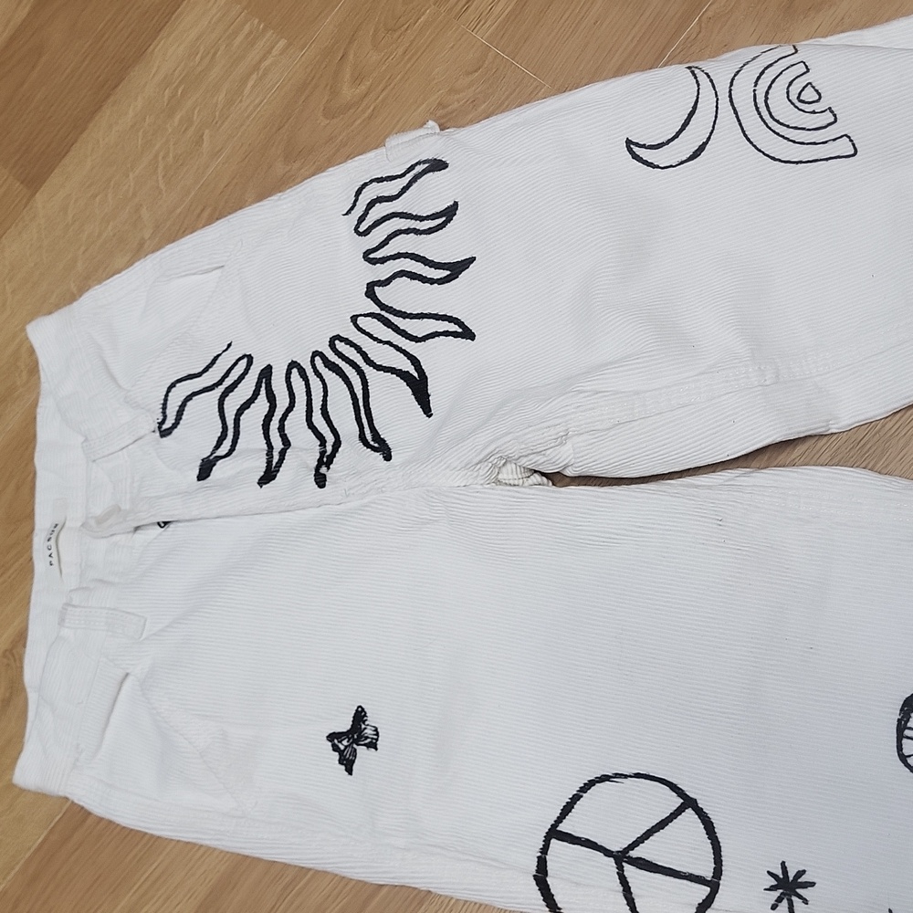 Pacsun printed Californis cordery white highrise Flare Carpenter pants